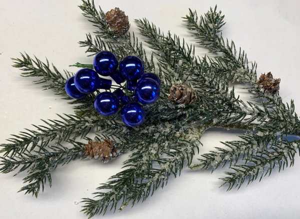 Weihnachtskugel / Spiegelbeere blau glanz